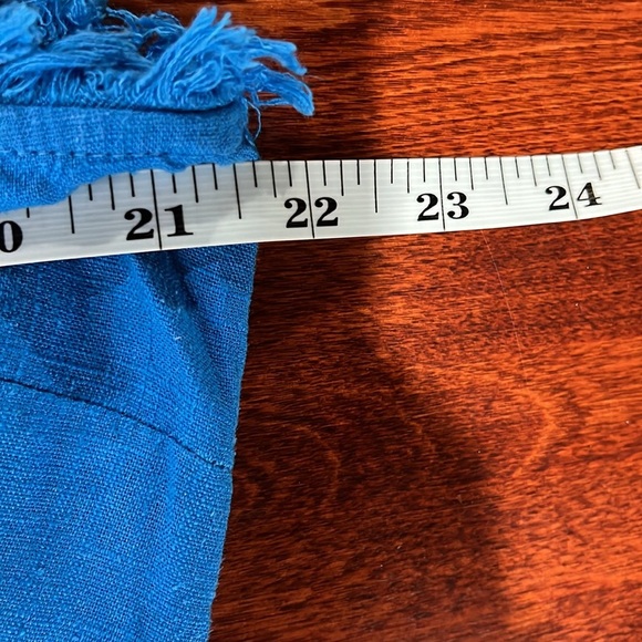 Umgee Womens Tank Top Royal Blue L Adj Slip Straps Fringe Details Linen/Rayon - Picture 8 of 10